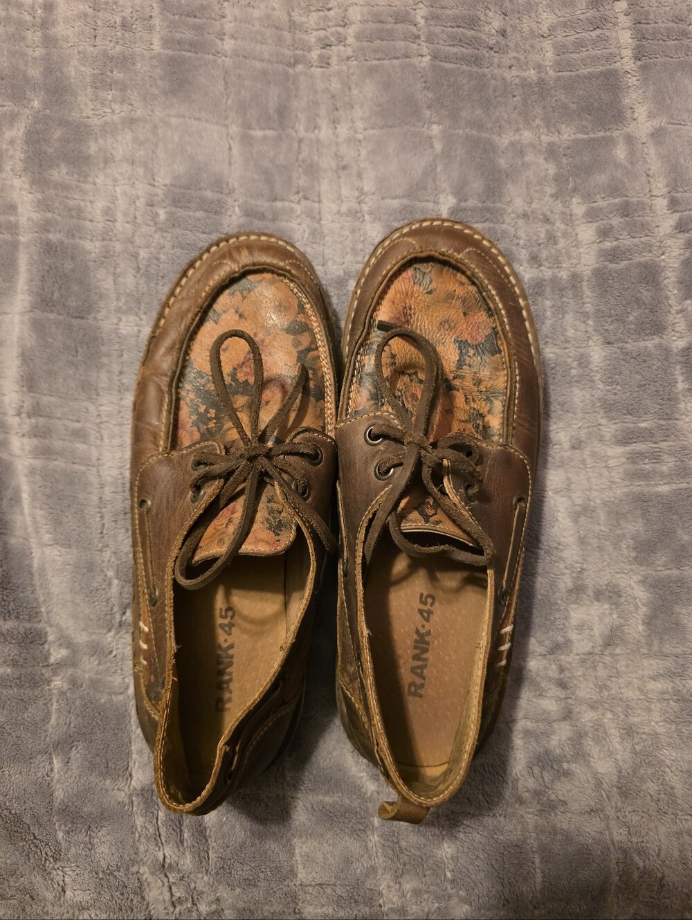 Rank 45 Floral Leather Women's Boat Shoes Sz 7